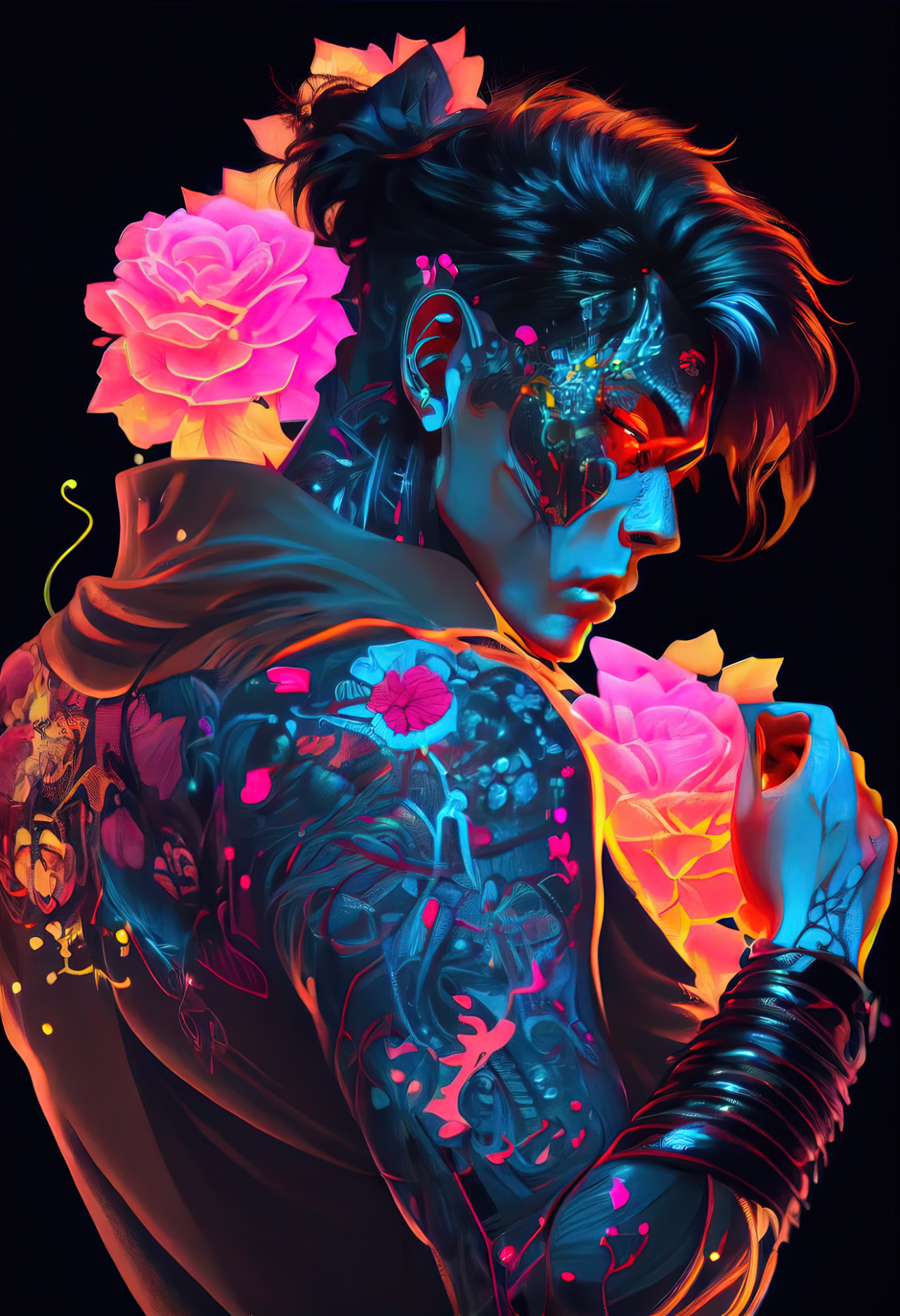 Yakuza gang tattoos.Generative AI