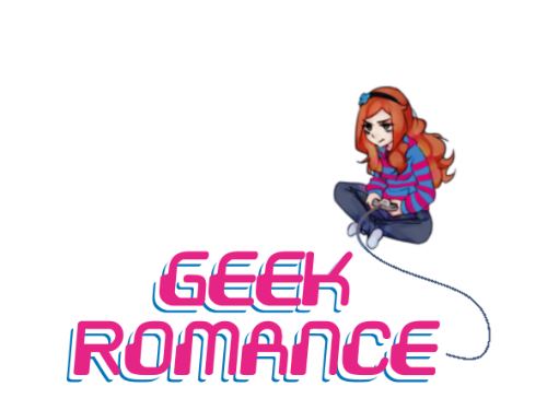 logo geek romance avec une nana chibi qui joue à la console
