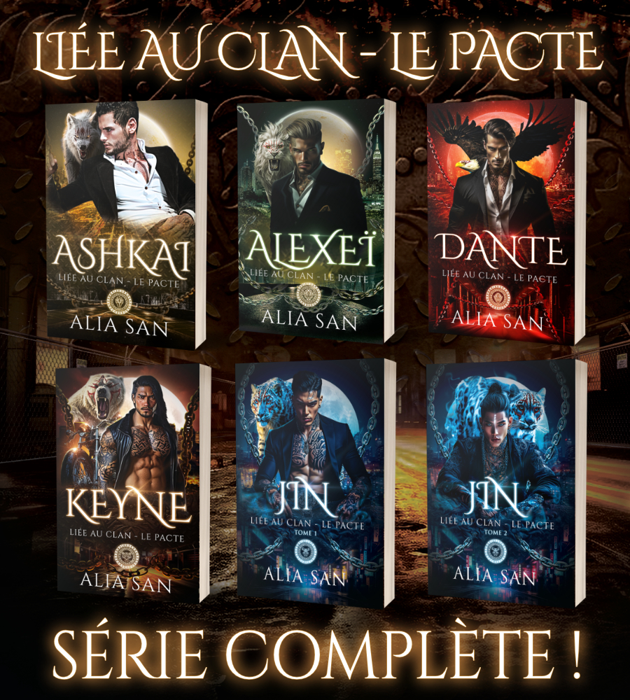 couvertures des livres de la série liée au clan avec mention série complète