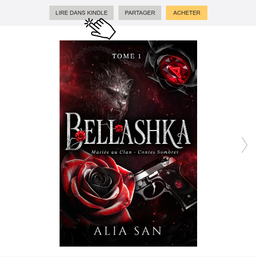 couverture de la dark romance bellashka dans l'application kindle avec le symbole de la souris pour cliquer